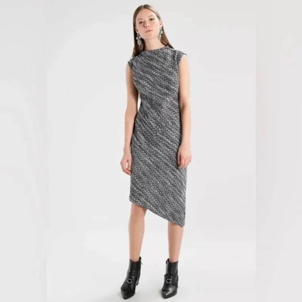 Banana Republic Asymmetrical Tweed Black and Gray Dress